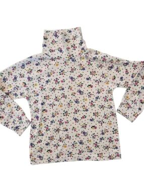 Vintage 1990s Colorful Floral Patterned Turtleneck